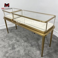 Petite vitrine de comptoir pour bijoux avec dessus en verre, présentoir à bijoux avec éclairage LED, armoire de présentation verrouillable pour salon professionnel, table de comptoir de magasin
