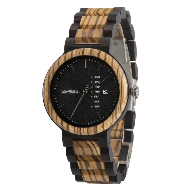 Wholesale Luxury Men's Quartz Watches with Japan Movement Low MOQ Available in Different Colors with Wood Tone