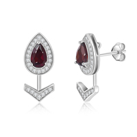 YBO luxe femmes boucles d'oreilles en argent Sterling 925 avec grenat rouge naturel conception de flèche à la mode pour les mariages fêtes cadeaux