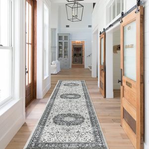 <span class=keywords><strong>Tappeto</strong></span> Persiano Vintage Lavabile in Lavatrice, Pieghevole, Bianco e <span class=keywords><strong>Nero</strong></span>, Antiscivolo, per Corridoio, Cucina, Stile Rustico - Product Image 4