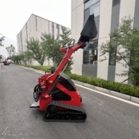Mini Skid Steer Loader Siap Pakai untuk Pekerjaan Kehutanan dengan Wood Grabber Log Splitter Thumb, Gaya Tarik Kuat