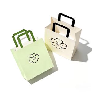 Bolsas de Papel Ecológicas, Reciclables y Reutilizables con Temática Verde, Asas Planas, Acabado Premium para Café, Regalos Florales y Empaquetado - Product Image 1