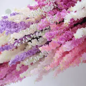 Flor de glicina artificial colorida para telón de fondo de boda, enredadera artificial colgante falsa - Product Image 6