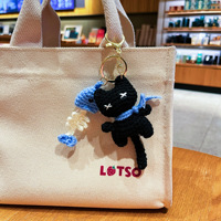 Nouveau porte-clés en peluche au crochet, chat mangeur de poisson, pendentif de sac mignon de dessin animé pour filles, petit cadeau, breloque de sac tendance