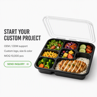 Boîte alimentaire à emporter personnalisée avec logo, en plastique PP recyclable de qualité alimentaire, à 7 compartiments carrés, pour la marque [Nom de la marque]