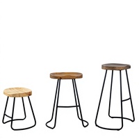 Tabouret de bar moderne minimaliste en bois massif et fer forgé, qualité commerciale, chaise haute de pub, sur mesure, fabriqué en Chine