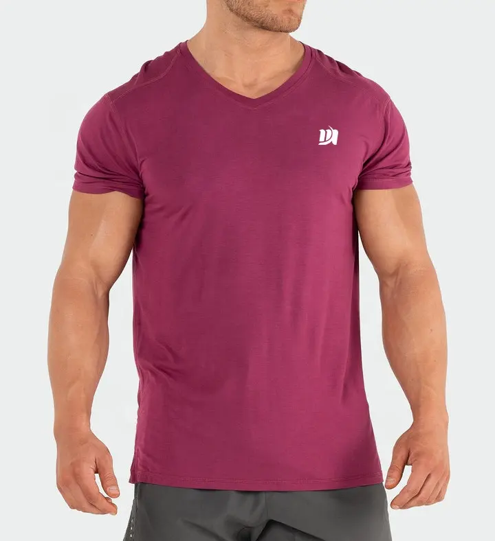 Camiseta de estilo manga comprida, alta qualidade, modelo de manga comprida, com alça de ombro, manga curta, gola v, camisetas masculinas, atacado