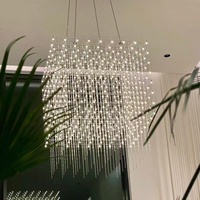 Lustre en cristal décoratif ciel étoilé, cube en verre, luminaire suspendu LED, style contemporain, décoration intérieure