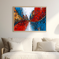 Echantillon gratuit de l'art populaire de hall d'hôtel de luxe en gros, peinture à l'huile peinte à la main de paysage urbain avec cadre élégant