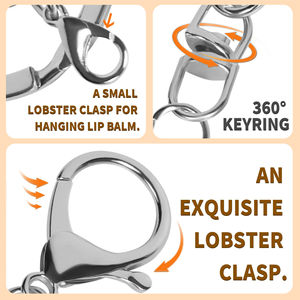 Porte-clés pour baume à lèvres, brillant à lèvres et rouge à lèvres, compatible avec <span class=keywords><strong>Laneige</strong></span>, Summer Friday et Glossier, avec cordon pour sac et baume à lèvres - Product Image 4