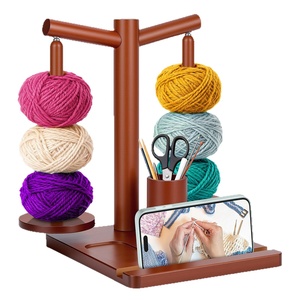 Support à Fil en Bois avec Rangement et Support Téléphone, Organisateur Rotatif Gravé Personnalisé pour Tricot et Crochet OEM - Product Image 1
