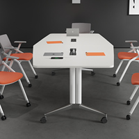 Table de conférence moderne en bois massif pour salle de réunion, usage commercial, mobilier de bureau multifonctionnel, caractéristiques réglables