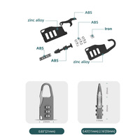 3 Mini Cadran Chiffre Numéro Code Mot de Passe Combinaison Cadenas Sécurité Voyage Coffre-fort Serrure pour Cadenas Bagages Serrure de Gym