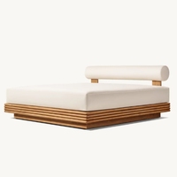 Ensemble de mobilier d'extérieur en bois massif, style très demandé en usine, chaise longue de luxe en teck pour patio, lit double de jardin pour hôtel et villa