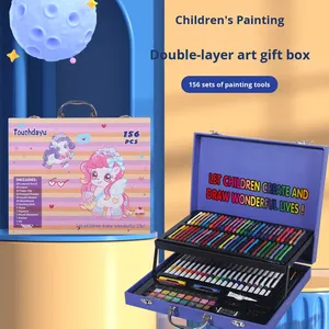 ชุดของขวัญอุปกรณ์ศิลปะกระดาษสำหรับเด็ก 156 ชิ้น สำหรับนักเรียน<span class=keywords><strong>อนุบาล</strong></span> ประกอบด้วยอุปกรณ์วาดภาพ <span class=keywords><strong>สี</strong></span><span class=keywords><strong>น้ำ</strong></span> ปากกาสีน้ำ และอุปกรณ์วาดเขียนอื่นๆ - Product Image 1