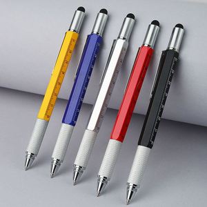 Stylo multifonction 6-en-1 X923-1 – Stylo bille multi-couleurs, outil technologique, stylet métallique avec niveau et tournevis - Product Image 4