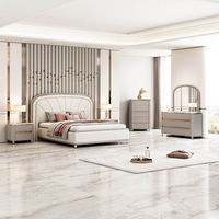 Ensemble de meubles de chambre à coucher de luxe moderne, lit king size, table de chevet, 5+ tiroirs, tête de lit éclairée, en bois, meubles pour la maison, hôtel
