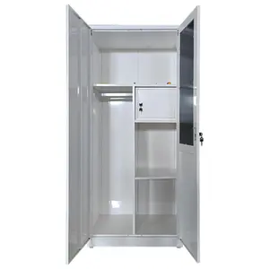 KD embalaje plano 2 puertas India acero muebles metal dormitorio armario