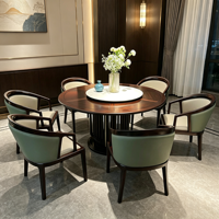 Chaise de salle à manger en bois rembourrée sans accoudoirs BST avec coussin en cuir PU pour restaurant et salon