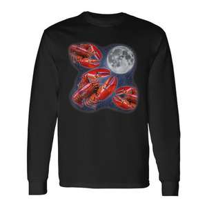Camiseta de manga larga Three Lobster Moon con diseño de luna llena, ropa unisex - Product Image 1