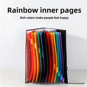 12-Page Rainbow Classification Accordion Bag Cross-Border New <b>Office</b> Data Storage Folder Pp Bundle Rope Clip Wholesale - Product Image 3