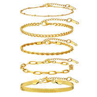 Gelang baja titanium wanita, perhiasan tangan gaya hip-hop punk campuran set gelang rantai baja tahan karat