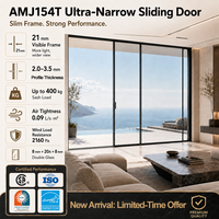 Portes coulissantes en aluminium NFRC à cadre fin et robuste AMJ, portes de patio modernes à grande vue pour villas de luxe