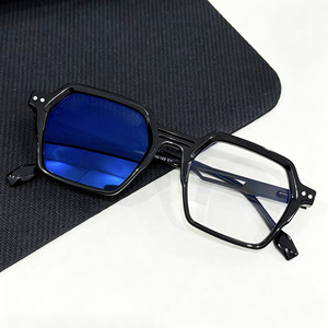 Lunettes photochromiques anti-lumière bleue, lunettes d'ordinateur géométriques hexagonales, lunettes rétro adaptatives à la lumière, verres anti-reflets simples, UV400 - Product Image 1