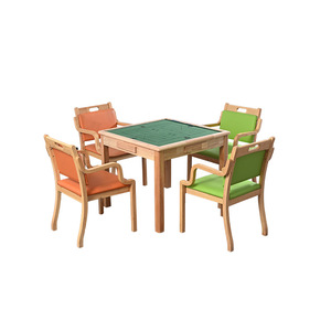 Home Chess And <b>Card</b> <b>Table</b> 120X120X80cm Solid Wood Multi Functional Mahjong <b>Table</b> With 4 Chairs For Indoor Use - Product Image 1