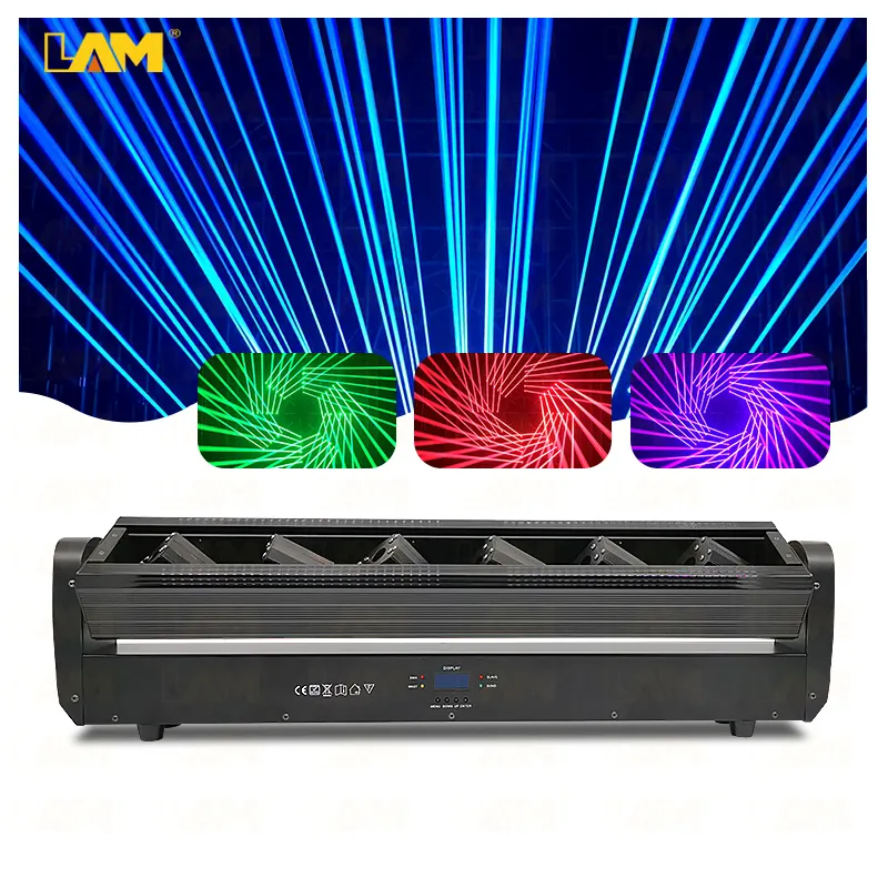 LAM 6 Thanh Đèn Pha Di Chuyển Bằng Laser Mắt 6 Đầu Đèn Laze Xanh Dương Đỏ Xanh Lục Đủ Màu RGB 3 Trong 1 500Mw Cho Câu Lạc Bộ Đêm