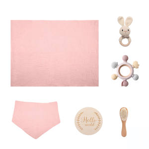 Nouveau-né <span class=keywords><strong>naissance</strong></span> <span class=keywords><strong>cadeau</strong></span> ensemble bois doux lapin jouet pleine lune cent jours serviette de bain anneau de dentition hochet pour bébé - Product Image 5