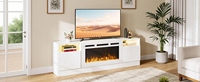 Meuble TV blanc 70 pouces Kalsubo avec foyer électrique 36 pouces, lumières LED 12 couleurs et armoire de rangement