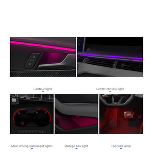 SJC amélioré 64 couleurs 12V 3-5W éclairage ambiant pour <span class=keywords><strong>Audi</strong></span> B9 A4/A5/S5 intérieur LED lumières Console centrale garniture tasse à eau - Product Image 5