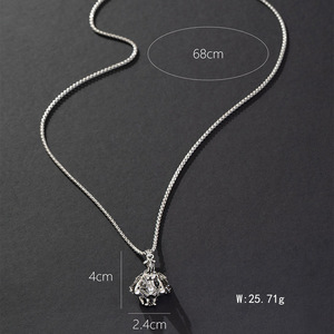 Pendentif ange animal en acier inoxydable, chaîne unisexe, collier tendance, design de dessin animé en argent antique - Product Image 3