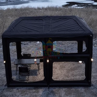 Tienda de campaña inflable impermeable grande, dos dormitorios, una sala de estar, Tente Gonflable, poste de Tpu, tienda de cabina de aire inflable con dos capas