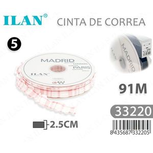 Nastro in Tessuto con Motivo a Quadri Madrid, Larghezza 2,5 cm, Lunghezza 91 m - Product Image 3
