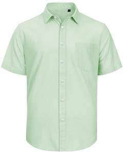 Men's Classic Collar Cotton <b>Linen</b> <b>Shirts</b> <b>Short</b> <b>Sleeve</b> Casual Button Down with Pocket Hot Sale - Product Image 3