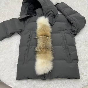Veste matelassée imperméable et coupe-vent de qualité supérieure en gros, <span class=keywords><strong>parka</strong></span> d'<span class=keywords><strong>hiver</strong></span> en duvet de canard lourd avec garniture en fourrure de coyote authentique - Product Image 4