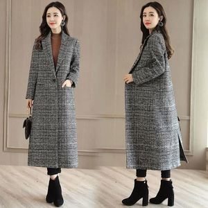 Vente en gros 2022 nouveauté mode printemps automne chaud à manches longues revers <span class=keywords><strong>Trench</strong></span> femmes longue <span class=keywords><strong>laine</strong></span> style décontracté manteau - Product Image 3