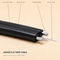 Kabel Fiber Optik FTTH Indoor Flat 1-12 Core Single Mode G652D G657A1 G657A2 LSZH 3.0x2.0mm dengan Penguat FRP untuk FTTB FTTX