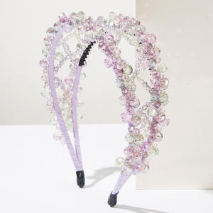 Diadema con cuentas de cristal <span class=keywords><strong>lila</strong></span> de lujo, borla desmontable, antideslizante, mariposa dulce, accesorio para el <span class=keywords><strong>cabello</strong></span> de boda - Product Image 6