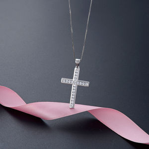 Bling стерлингового серебра 925 крест браслеты с подвесками кубического циркония белого золота колье с подвеской в виде Креста Подвеска Медальон крестик - Product Image 2