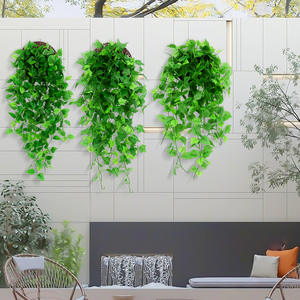 Commercio all'ingrosso piccolo broccato verde foglia di simulazione di plastica appesa a parete pianta da fiore interno/esterno - Product Image 2