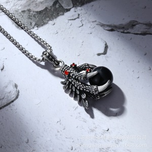 จี้มังกรสไตล์จีนสร้อยคอพร้อมอัญมณีสีแดง 60 ซม. โซ่โลหะผสมสังกะสีฮิปฮอปแฟชั่นเครื่องประดับ SP436 - Product Image 5