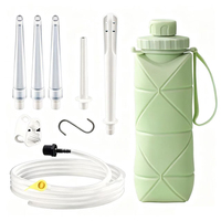 NZMAN Kit de bouteille de sac de lavement en silicone pliable avec tuyau de lavement de 5,3 pieds, valve de débit contrôlable, kit de lavement en silicone d'une capacité de 1.2 L