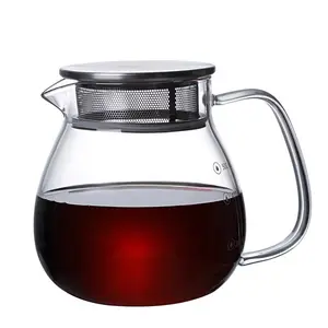 350ml 500ml Hand Made Glass Coffee Pot With lid Graduated Filter Screen And Handle