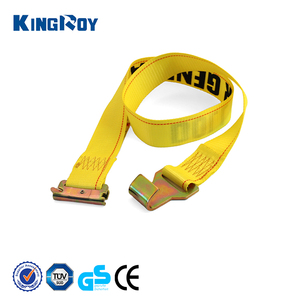 Sangles d'arrimage à cliquet KINGROY verrouillables, crochet plat, longueur 12', résistance à la rupture de 1500 lb, certifiées CE, polyester durable - Product Image 1