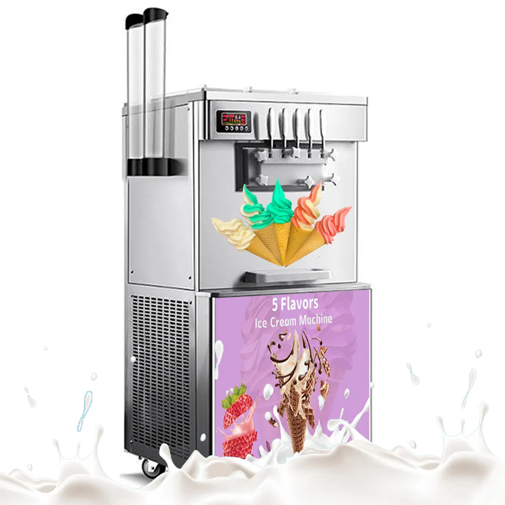 5種類の味のソフトクリームマシン/ヨーグルトマシン/アイスクリームメーカーに立っているOEM工場の床