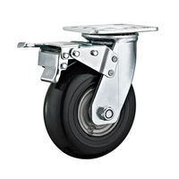 Roda Karet Padat Inti Aluminium Elastis Tinggi 6 Inci 150mm, Caster Putar Tugas Berat Dengan Plat / Rem