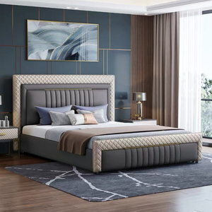 Giường ngủ da thật cao cấp có chức năng lưu trữ, đầu giường bọc nệm kiểu dáng sang trọng - Product Image 3